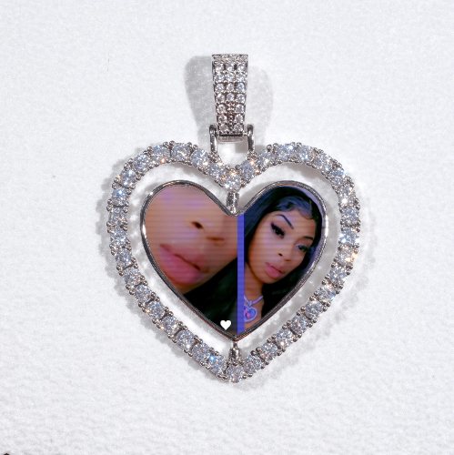 3D Spinning 2-Faced Heart Custom Picture Pendant