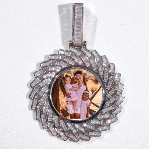 Large 3D Baguette Custom Picture Pendant