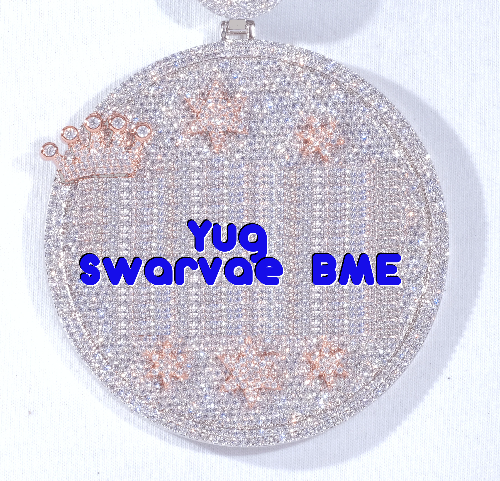 CUSTOM LETTER NECKLACE 3D BIG CROWN DISC