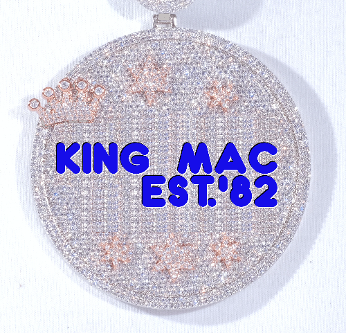 CUSTOM LETTER NECKLACE 3D BIG CROWN DISC