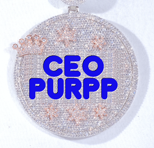 CUSTOM LETTER NECKLACE 3D BIG CROWN DISC