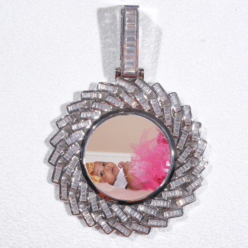 Large 3D Baguette Custom Picture Pendant