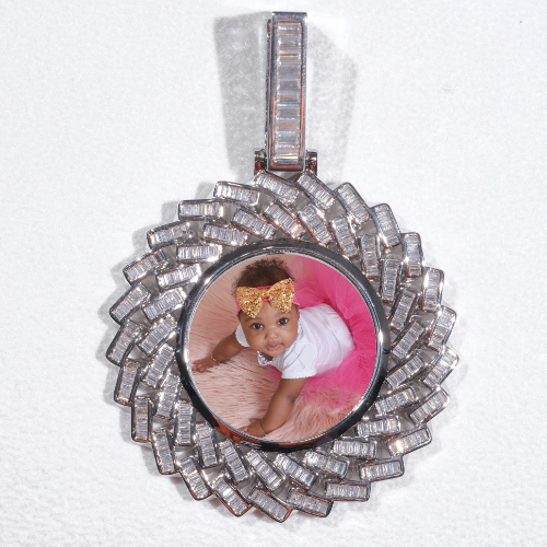 Large 3D Baguette Custom Picture Pendant