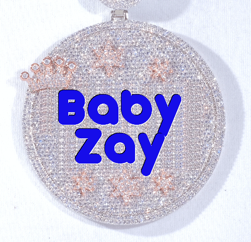 CUSTOM LETTER NECKLACE 3D BIG CROWN DISC