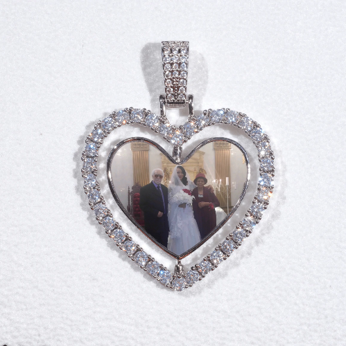 3D Spinning 2-Faced Heart Custom Picture Pendant