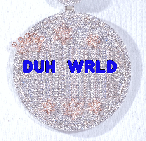 CUSTOM LETTER NECKLACE 3D BIG CROWN DISC