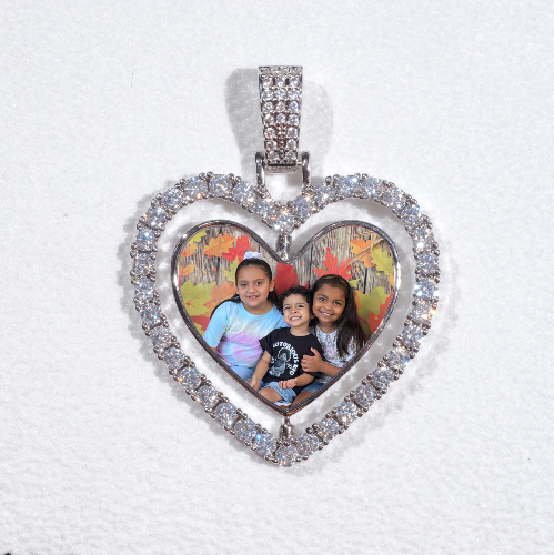 3D Spinning 2-Faced Heart Custom Picture Pendant