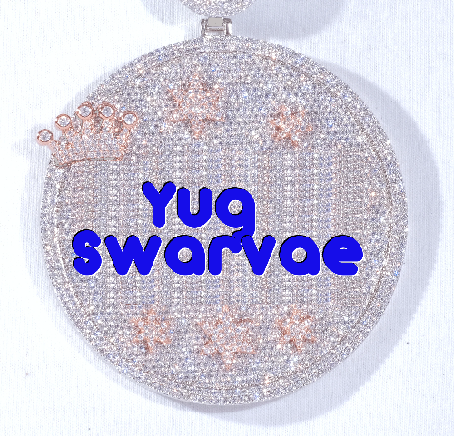 CUSTOM LETTER NECKLACE 3D BIG CROWN DISC