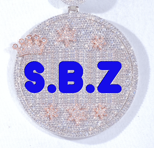 CUSTOM LETTER NECKLACE 3D BIG CROWN DISC