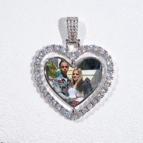3D Spinning 2-Faced Heart Custom Picture Pendant