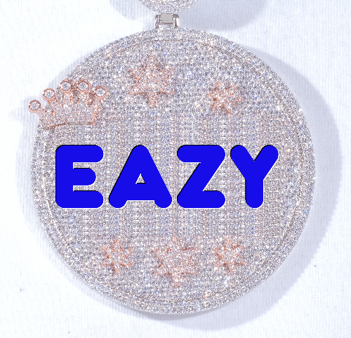 CUSTOM LETTER NECKLACE 3D BIG CROWN DISC