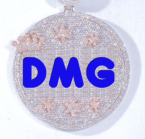 CUSTOM LETTER NECKLACE 3D BIG CROWN DISC
