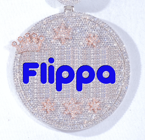 CUSTOM LETTER NECKLACE 3D BIG CROWN DISC