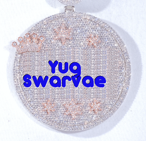 CUSTOM LETTER NECKLACE 3D BIG CROWN DISC