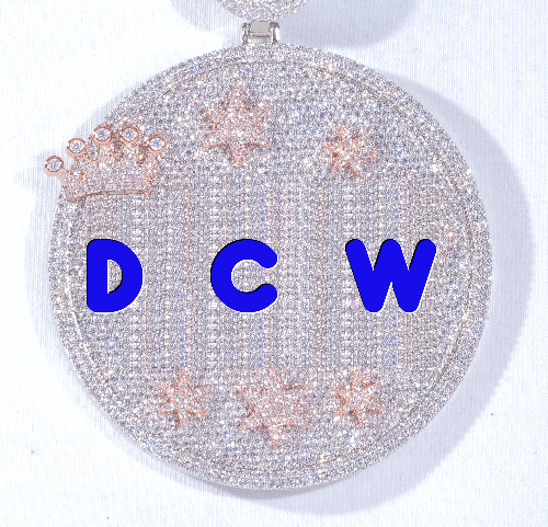 CUSTOM LETTER NECKLACE 3D BIG CROWN DISC
