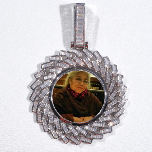 Large 3D Baguette Custom Picture Pendant