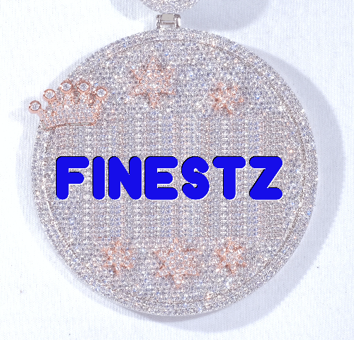 CUSTOM LETTER NECKLACE 3D BIG CROWN DISC