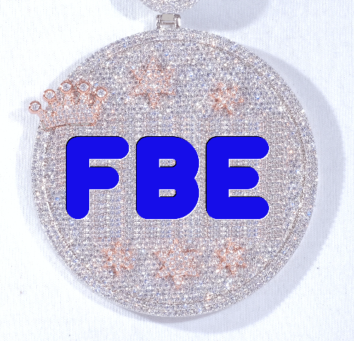 CUSTOM LETTER NECKLACE 3D BIG CROWN DISC