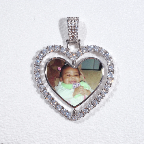 3D Spinning 2-Faced Heart Custom Picture Pendant