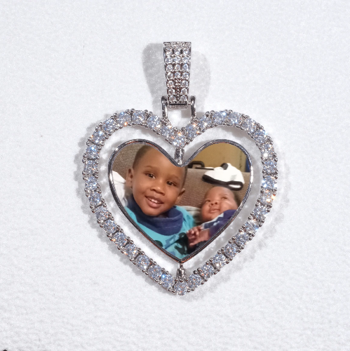 3D Spinning 2-Faced Heart Custom Picture Pendant