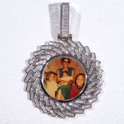 Large 3D Baguette Custom Picture Pendant