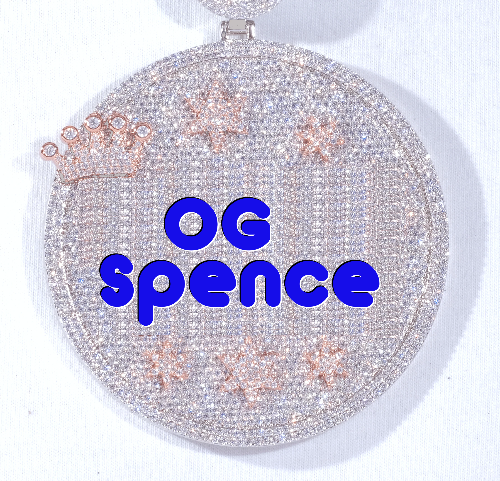 CUSTOM LETTER NECKLACE 3D BIG CROWN DISC