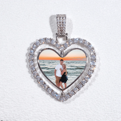 3D Spinning 2-Faced Heart Custom Picture Pendant