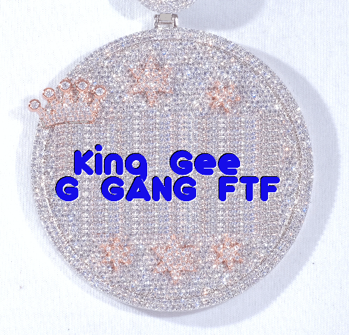 CUSTOM LETTER NECKLACE 3D BIG CROWN DISC