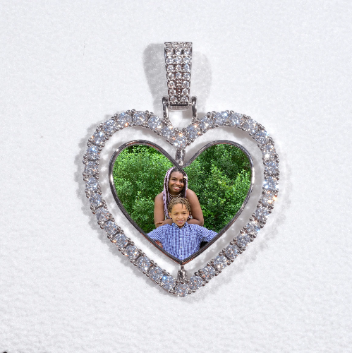 3D Spinning 2-Faced Heart Custom Picture Pendant