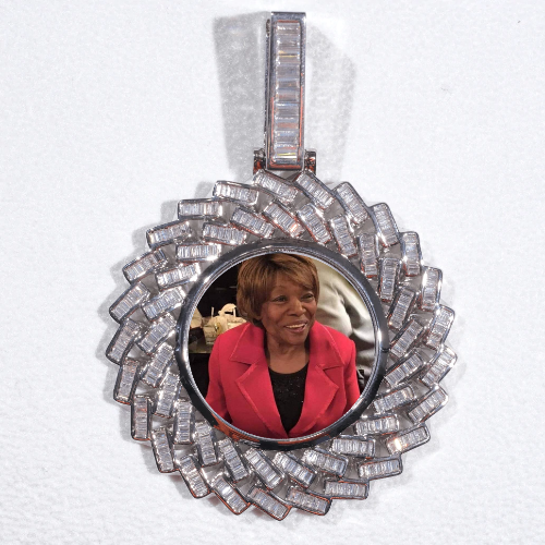 Large 3D Baguette Custom Picture Pendant