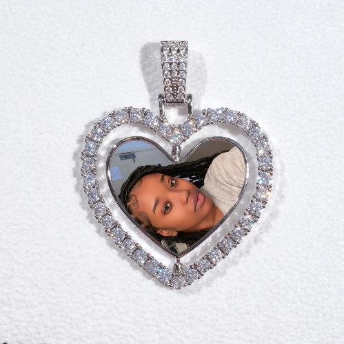 3D Spinning 2-Faced Heart Custom Picture Pendant