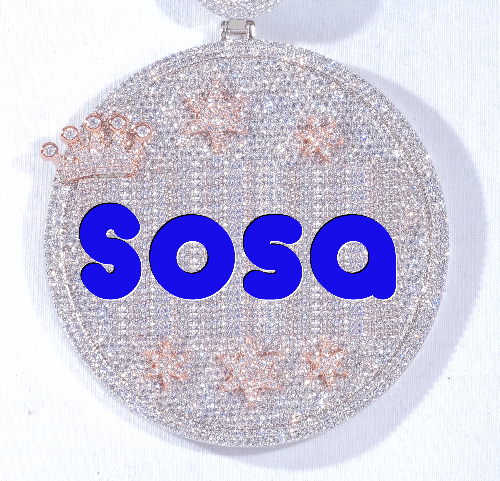 CUSTOM LETTER NECKLACE 3D BIG CROWN DISC