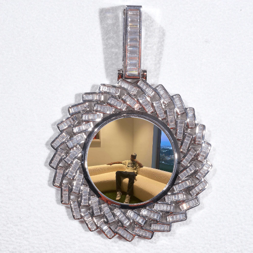 Large 3D Baguette Custom Picture Pendant