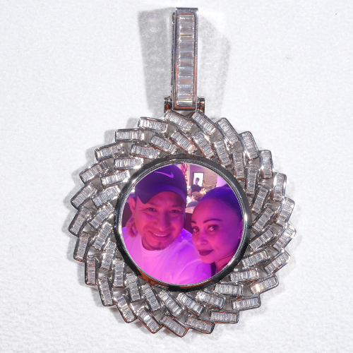 Large 3D Baguette Custom Picture Pendant