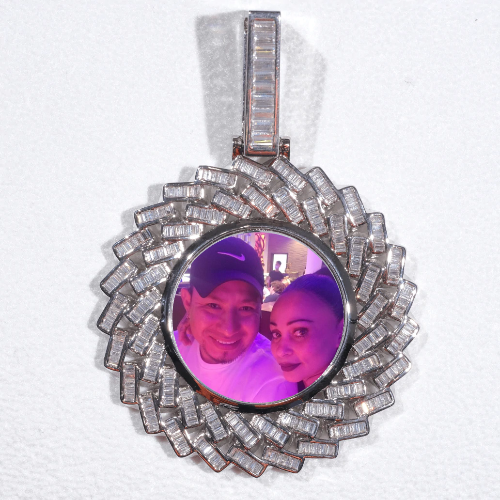 Large 3D Baguette Custom Picture Pendant