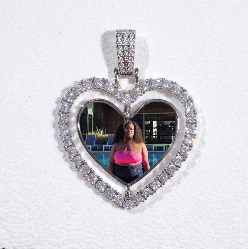 3D Spinning 2-Faced Heart Custom Picture Pendant