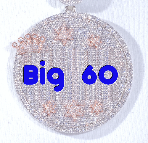 CUSTOM LETTER NECKLACE 3D BIG CROWN DISC
