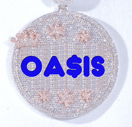 CUSTOM LETTER NECKLACE 3D BIG CROWN DISC