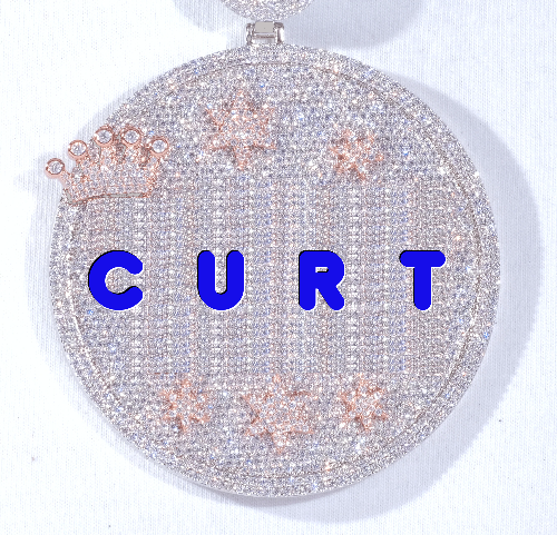 CUSTOM LETTER NECKLACE 3D BIG CROWN DISC