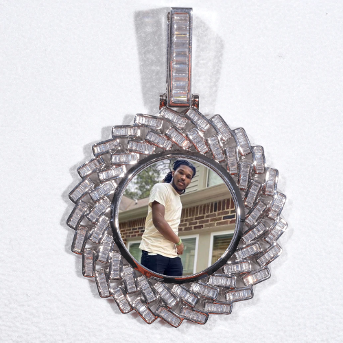 Large 3D Baguette Custom Picture Pendant