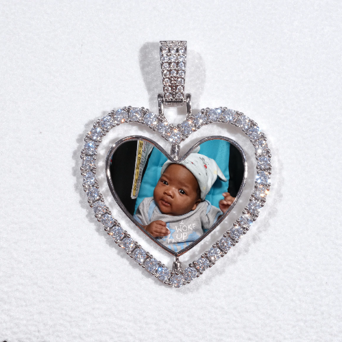 3D Spinning 2-Faced Heart Custom Picture Pendant