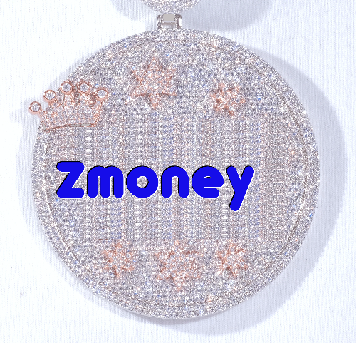 CUSTOM LETTER NECKLACE 3D BIG CROWN DISC