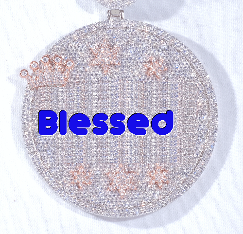 CUSTOM LETTER NECKLACE 3D BIG CROWN DISC