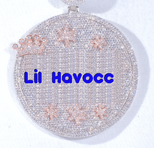 CUSTOM LETTER NECKLACE 3D BIG CROWN DISC