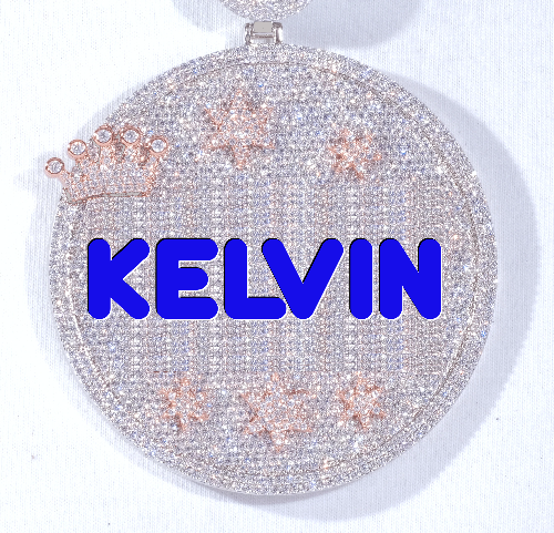 CUSTOM LETTER NECKLACE 3D BIG CROWN DISC