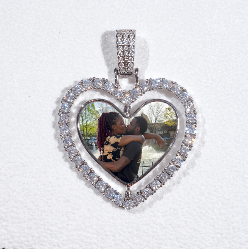 3D Spinning 2-Faced Heart Custom Picture Pendant