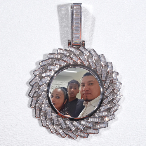 Large 3D Baguette Custom Picture Pendant