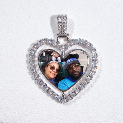 3D Spinning 2-Faced Heart Custom Picture Pendant