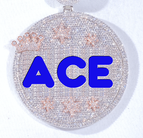 CUSTOM LETTER NECKLACE 3D BIG CROWN DISC