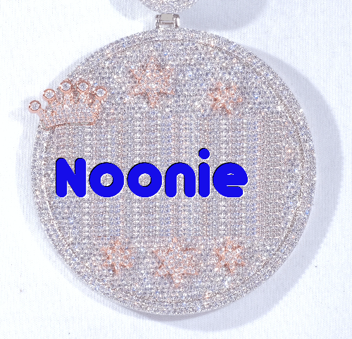 CUSTOM LETTER NECKLACE 3D BIG CROWN DISC